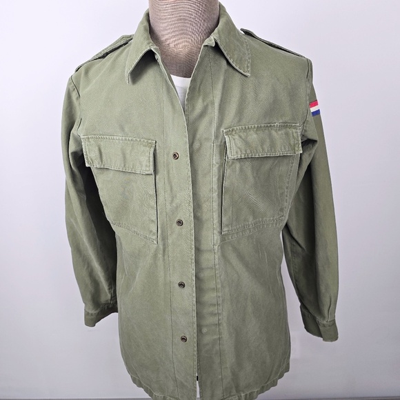 VTG 80’s Dutch Army Olive Green Field Shirt/ Jacket Wahler KL Military Large - Picture 1 of 8